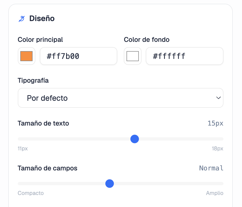 Personalización de colores y tipografía del formulario